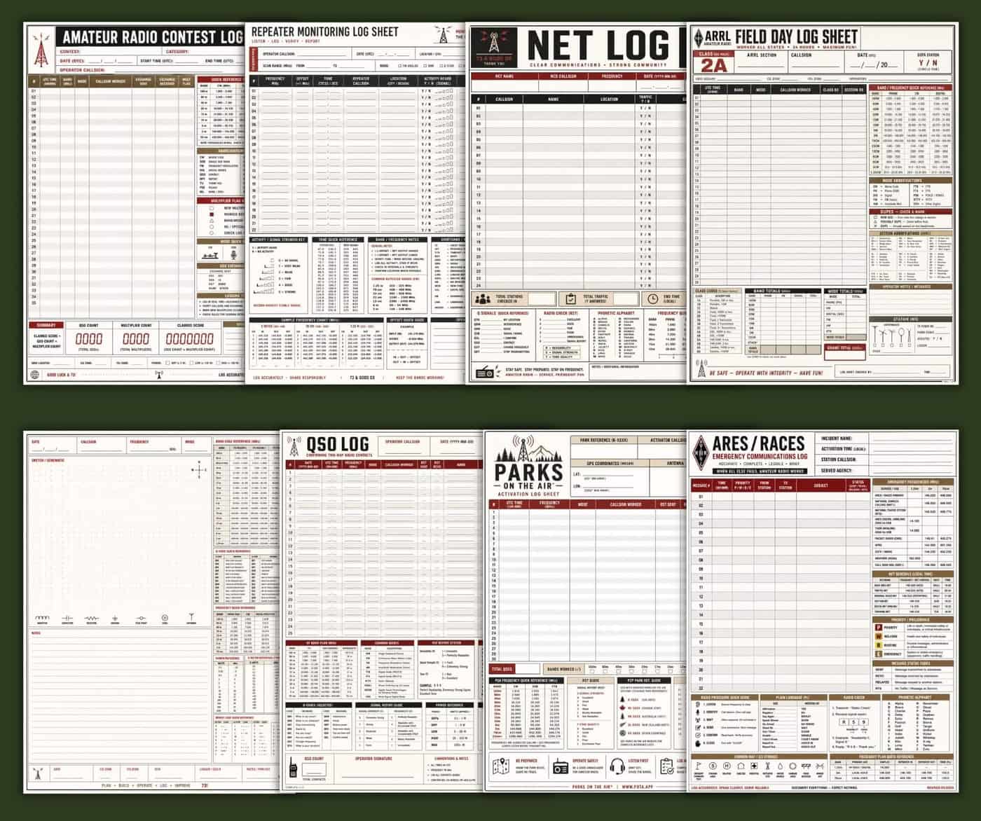 Station Logbook System — 8 print-ready log templates