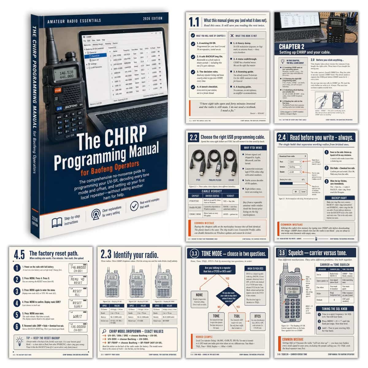 The CHIRP Programming Manual for Baofeng Operators — cover and interior spreads
